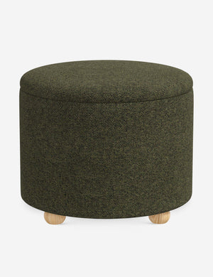 Kamila Army Performance Basketweave 24-inch round ottoman with storage space and pinewood feet
