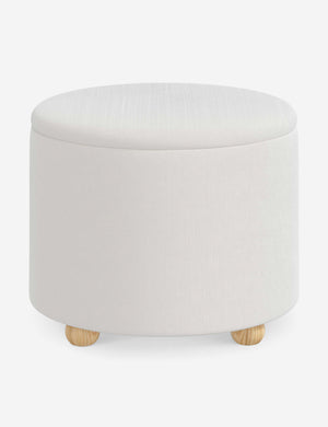 Kamila Snow White Velvet 24-inch round ottoman with storage space and pinewood feet