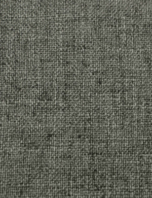 Detailed shot of the linen on the Adara gray linen upholstered bed.