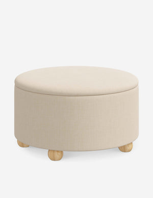 Angled view of the Kamila Natural Linen 34-inch ottoman