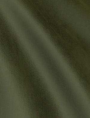 Close-up of the pine velvet fabric on the Clementine platform bed