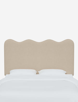 Clementine Natural Linen Headboard with a scalloped shape at the top