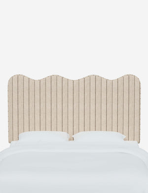 Clementine Natural Stripe Headboard with a scalloped shape at the top