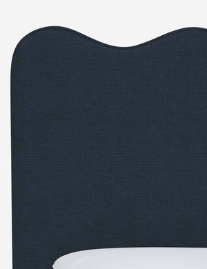 Close up of the fabric on the Clementine Navy Linen Headboard