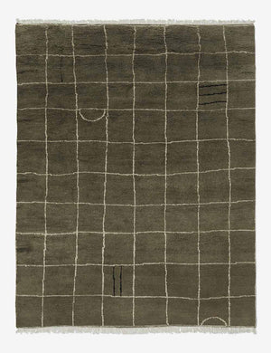 Khaki green Irregular Grid Rug by Sarah Sherman Samuel