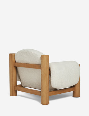 Angled rear view of the James faux sherpa accent chair