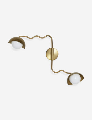 Kukka modern wavy adjustable two arm wall sconce in brass