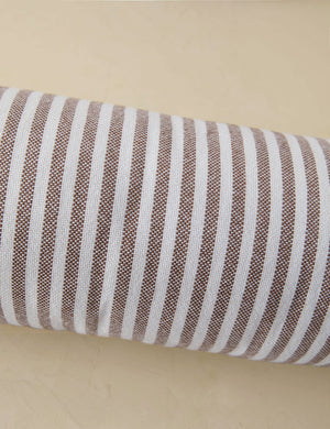 Littu Indoor / Outdoor Striped Bolster Pillow by Sarah Sherman Samuel in Brown