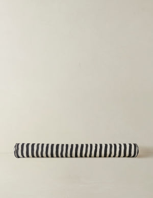 Painterly stripe linen long bolster throw pillow in black and ivory