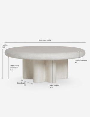 Dimensions on the Ruiz Indoor Outdoor Round Coffee Table