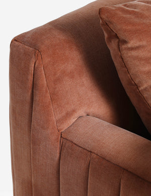 Close up of the Yucca relaxed profile wide arm sofa by Carly Cushnie.