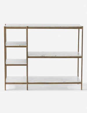 Kathleen console table with marble shelves and gold finish