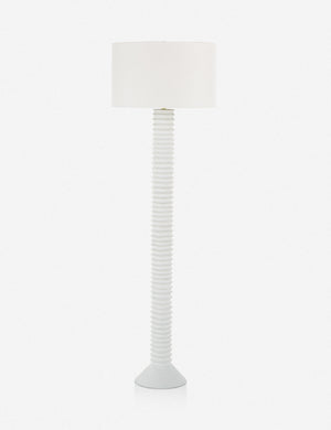 Nabu white metal floor lamp with ribbed base and gold accents by Regina Andrew