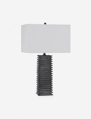 Neva gray table lamp with ribbed base and metallic glaze