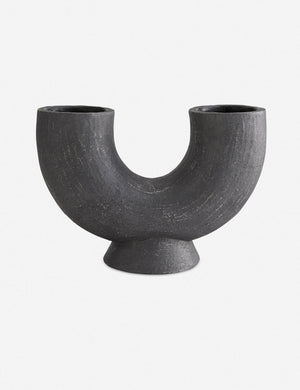 Damien half-circle sculpture vase by Ateriors with matte black glaze finish