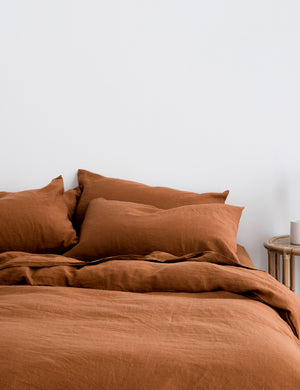 European Flax Linen cedar orange Duvet Set by Cultiver
