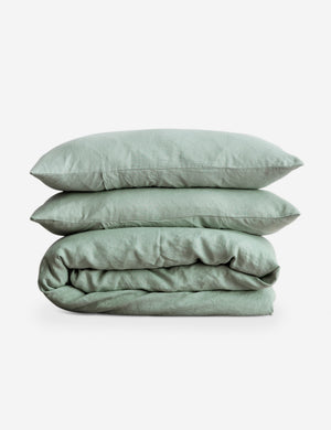 European Flax Linen sage green Duvet Set by Cultiver