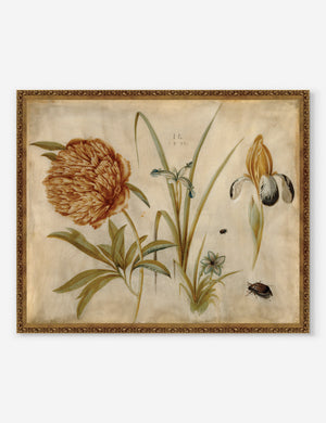 Flowers and Beetles Wall Art by Hans Hoffman Gold