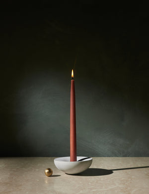 Vorta Concrete Candle Holder and Brass Incense Holder Set by Light + Ladder