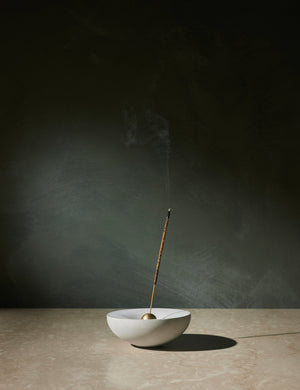 Vorta Concrete Candle Holder and Brass Incense Holder Set by Light + Ladder