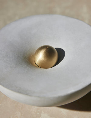 Vorta Concrete Candle Holder and Brass Incense Holder Set by Light + Ladder