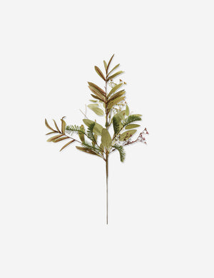 Faux Olive Leaves and Evergreens Spray
