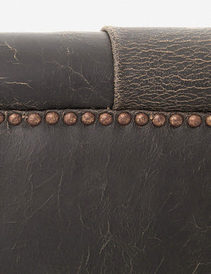 Afia Leather Sofa, Distressed Black