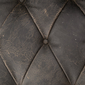 Afia Leather Sofa, Distressed Black