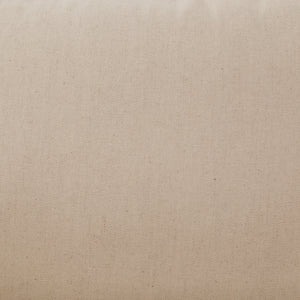 Detailed view of the cream linen fabric on the Alena accent chair with cream linen cushions and black metal frame