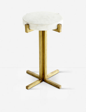 Alloy side table with golden legs and marble surface