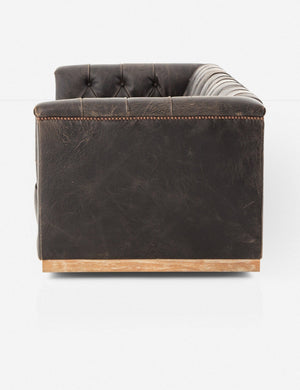 Afia Leather Sofa, Distressed Black