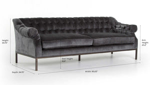 Cristine Sofa, Charcoal Velvet