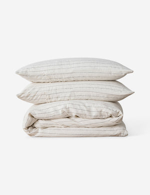 European Flax Linen pencil stripe Duvet Set by Cultiver