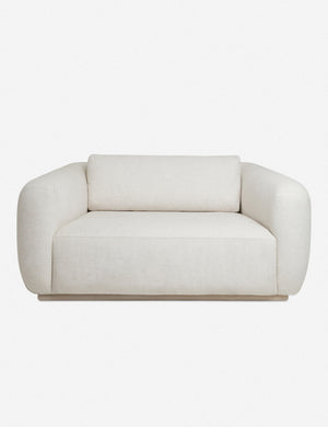 Harlowe ivory oversized media lounger chair with acacia wood base