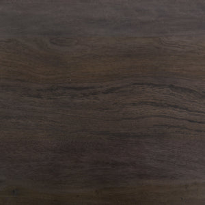 Detailed shot of the dark wood on the Alison geometric square coffee table