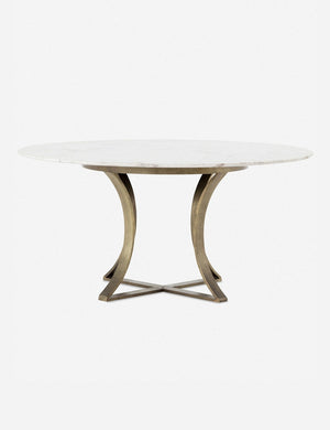 Brea round dining table with marble top and gold base
