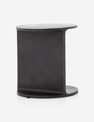 Angled rear view of the Illy metal geometric side table