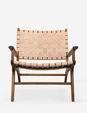Jaslene beige woven leather accent chair