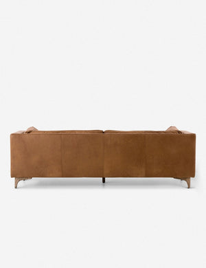 Rear view of the Jocelyn brown leather sofa