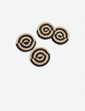 Nellary Raffia Coasters, Black and Natural (Set of 4)