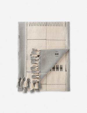 Halia gray and white geometric throw blanket