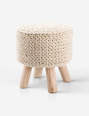 Petit beige woven Trou Stool