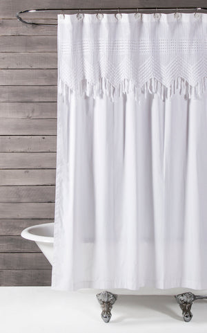 Pom Pom at Home Vintage Crochet Shower Curtain, White