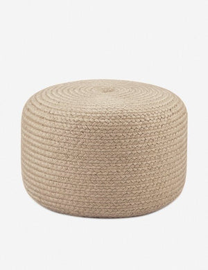 Bowen natural woven indoor and outdoor pouf with simple braided pattern